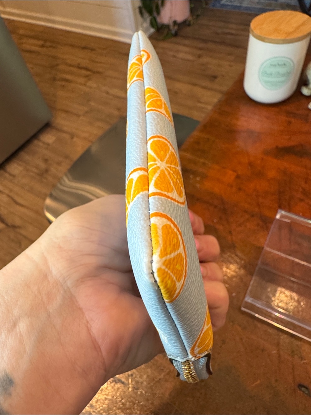 Coach Light Blue Wristlet with Orange Slice Print - Picture 8 of 13